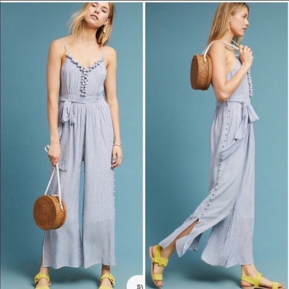 Anthropologie Pants - Anthropologie blue and white jumpsuit